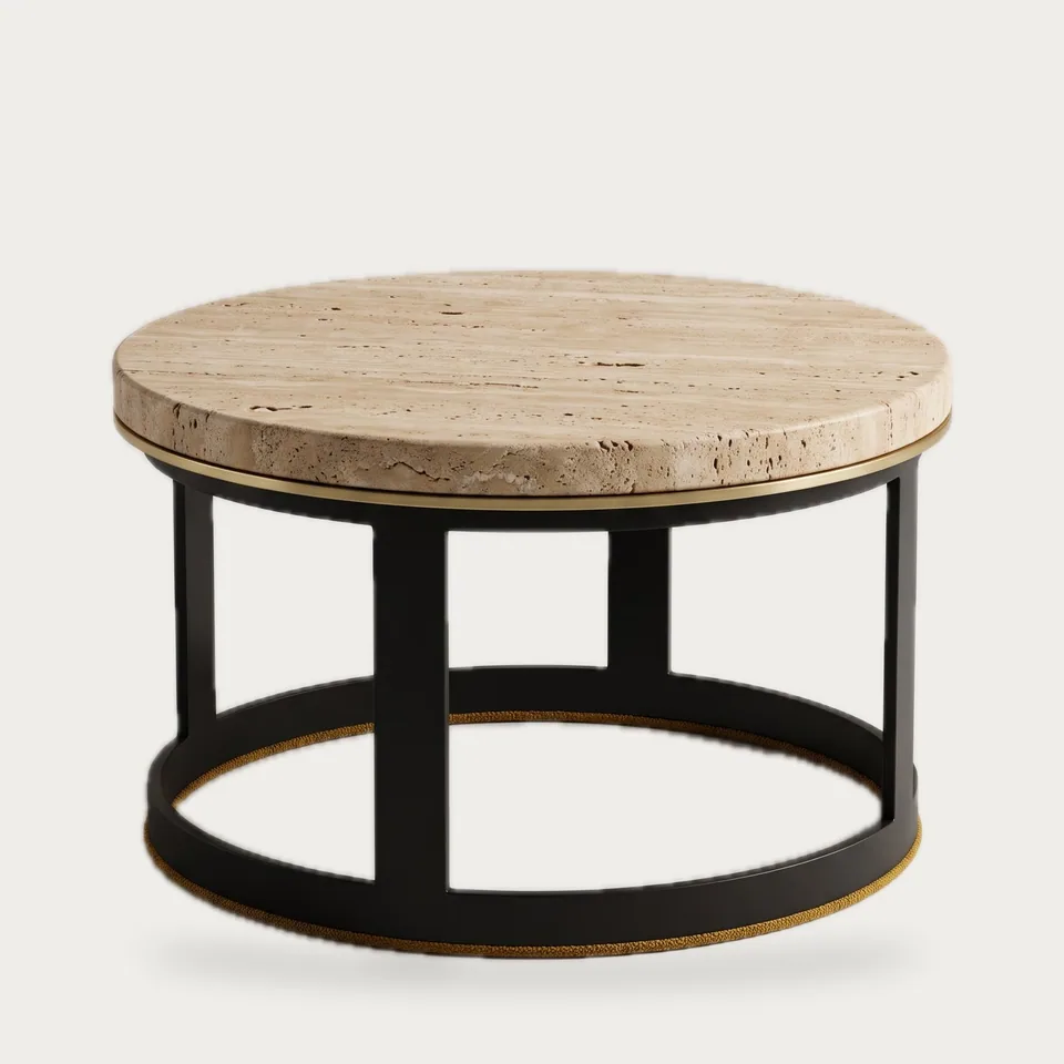 Travertine Drum Coffee Table