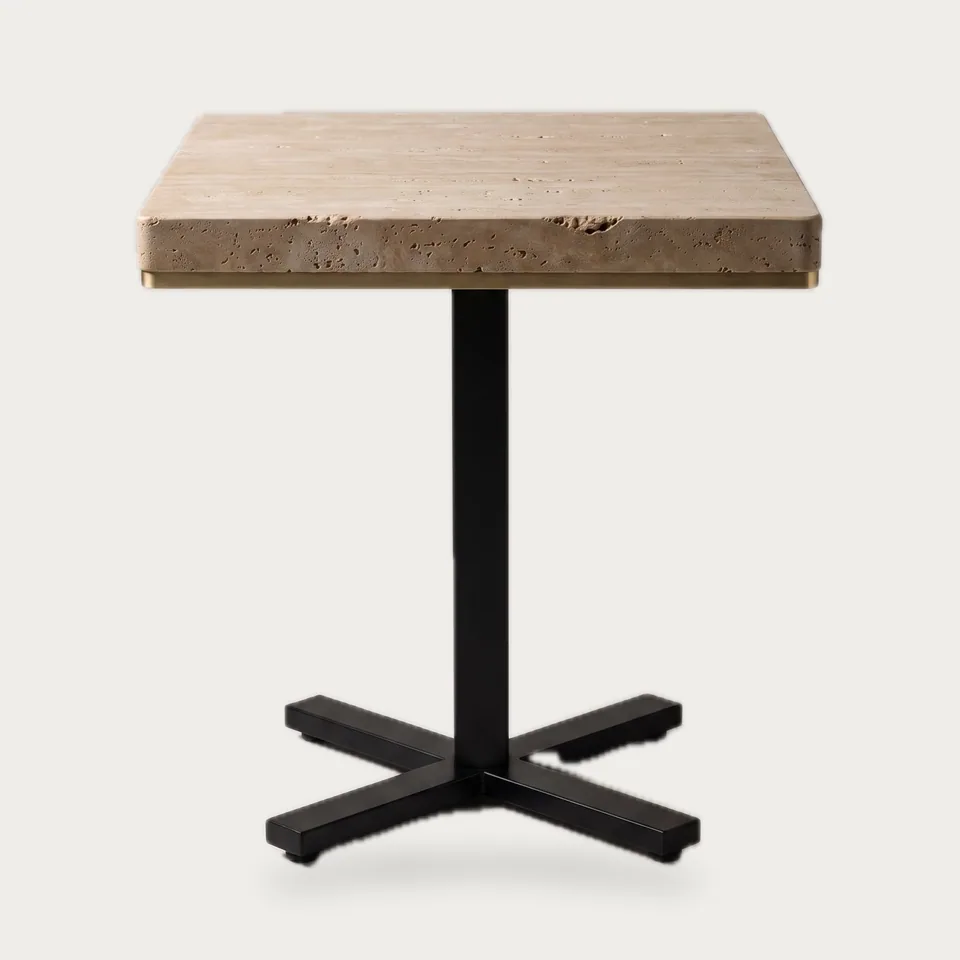 Travertine Pedestal Table view 3